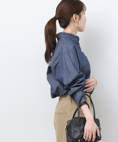 【現行品♡タグ付き未使用】ジャーナルスタンダードレリューム　デニムフリルブラウス JOURNAL STANDARD relume（ジャーナルスタンダード レリューム）の