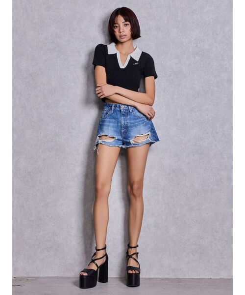 moussy デニムショートパンツ ジーンズ SLY rienda GYDA 1 MOUSSY | DENIM タック ショーツ (ショートパンツ ) |SHEL'TTER WEBSTORE