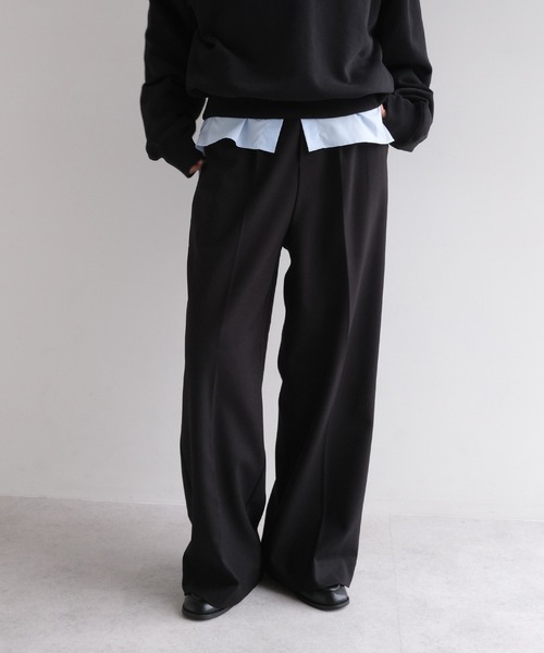 evernavy スラックス パンツ ウール混スラックスパンツ レディース