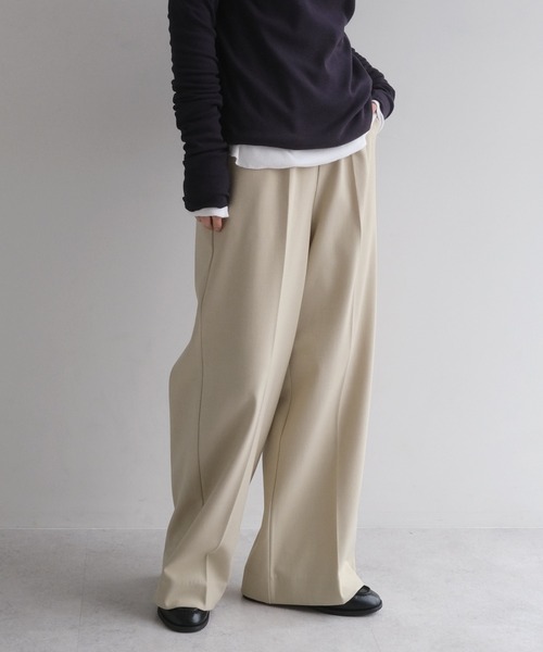 evernavy スラックス パンツ ウール混スラックスパンツ レディース