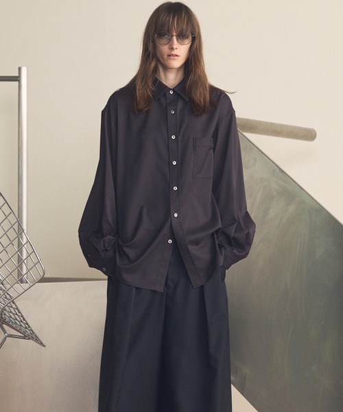美品★メゾンスペシャル　ブラック　ウールシャツ　レギュラーカラー　オーバーサイズ MAISON SPECIAL（メゾンスペシャル） シャツ メンズ レディース