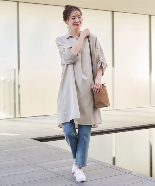 「Tiaclasse」 シャツワンピース FREE ブルー レディース_画像3