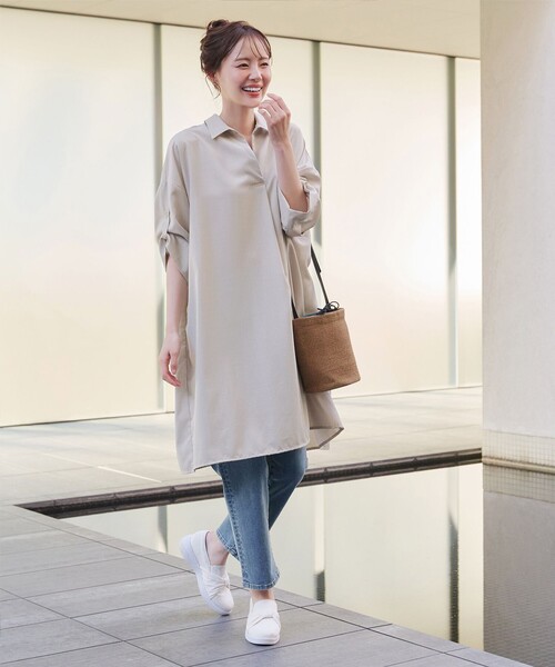 「Tiaclasse」 シャツワンピース FREE ブルー レディース_画像6