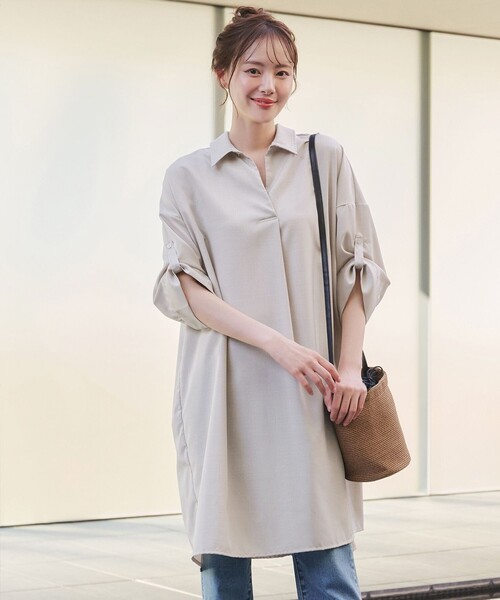 「Tiaclasse」 シャツワンピース FREE ブルー レディース_画像7