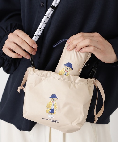 【美品】ミニバッグ付 晴雨兼用 折りたたみ傘 ポロベア ポロ ラルフローレン 紺 POLO RALPH LAUREN（ポロ・ラルフローレン） 折りたたみ傘 遮光100