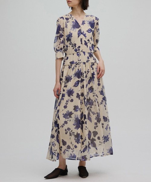 Ameri（アメリ） ドレス GRAINY FLOWER CHIFFON DRESS : ZOZOTOWN