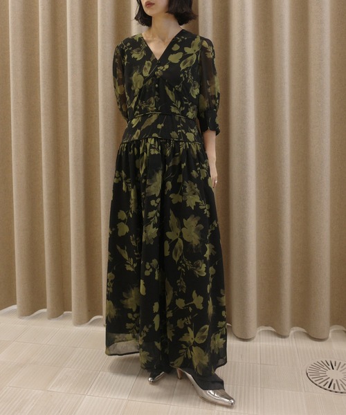 Ameri（アメリ） ドレス GRAINY FLOWER CHIFFON DRESS : ZOZOTOWN