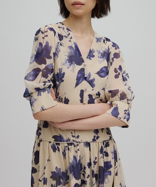 Ameri（アメリ） ドレス GRAINY FLOWER CHIFFON DRESS : ZOZOTOWN
