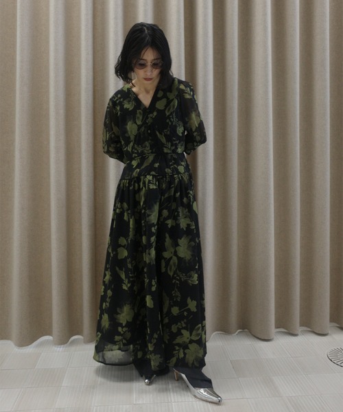 Ameri（アメリ） ドレス GRAINY FLOWER CHIFFON DRESS : ZOZOTOWN