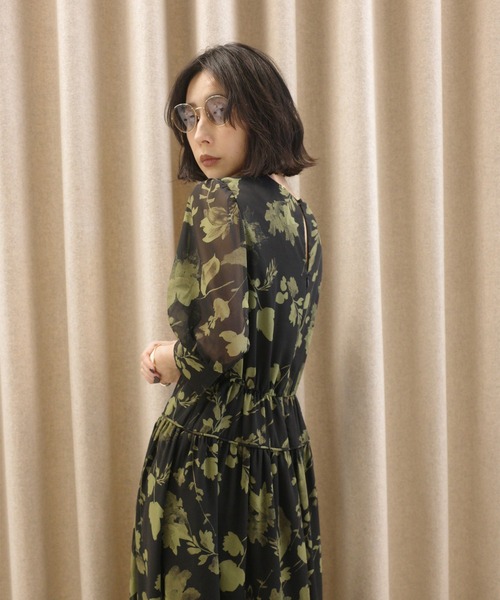 Ameri（アメリ） ドレス GRAINY FLOWER CHIFFON DRESS : ZOZOTOWN