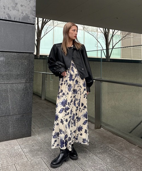 Ameri（アメリ） ドレス GRAINY FLOWER CHIFFON DRESS : ZOZOTOWN