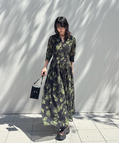 Ameri（アメリ） ドレス GRAINY FLOWER CHIFFON DRESS : ZOZOTOWN