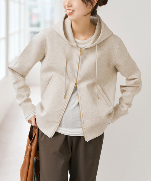 【美品】Spick & Span ストレッチジップフードパーカー フーディー Spick＆Span（スピック アンド スパン） パーカー 「WEB限定 / 追加2