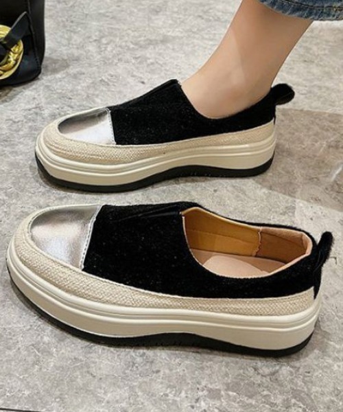 「AMELY」 スリッポン 37 ブラック レディース_画像2