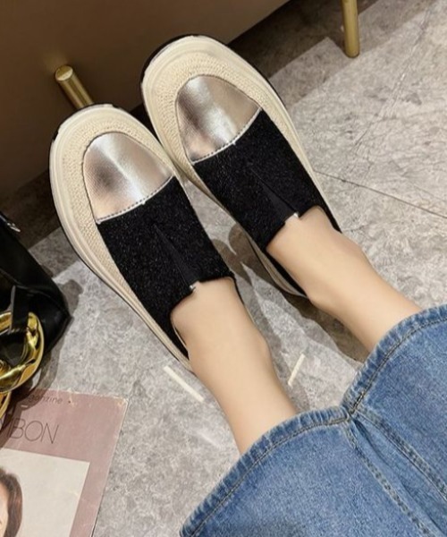 「AMELY」 スリッポン 37 ブラック レディース_画像3