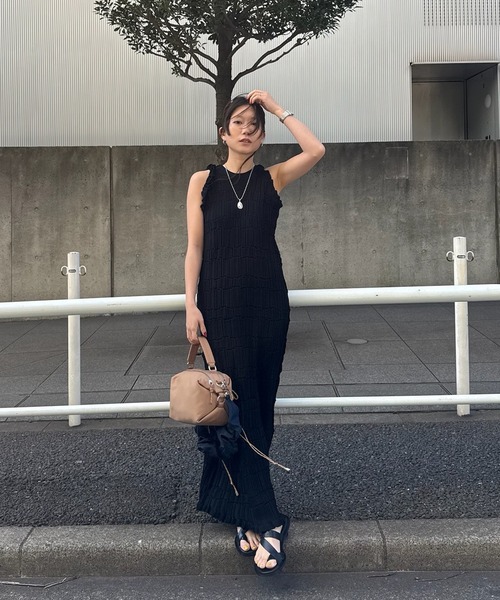 Ameri（アメリ） ワンピース 夏 MEDI 2WAY WAVY FRILL KNIT DRESS