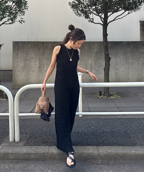 Ameri（アメリ） ワンピース 夏 MEDI 2WAY WAVY FRILL KNIT DRESS