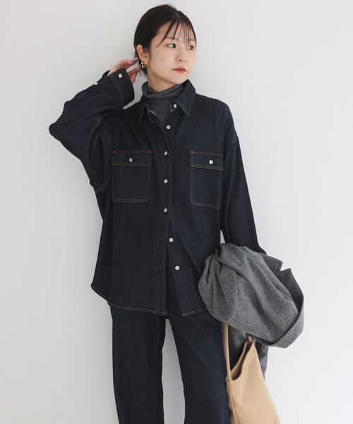 「Healthy denim」 長袖シャツ FREE ブルー レディース_画像4