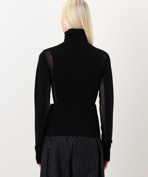 ニット セーター diotima Merino Mesh Stripe メッシュコンビ タートルネックニット レディースの画像