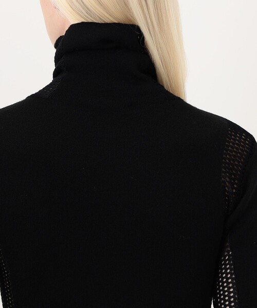 ニット セーター diotima Merino Mesh Stripe メッシュコンビ タートルネックニット レディースの画像