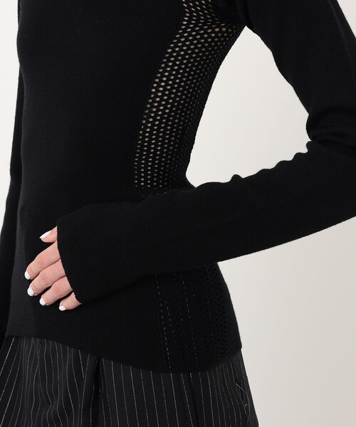 ニット セーター diotima Merino Mesh Stripe メッシュコンビ タートルネックニット レディースの画像