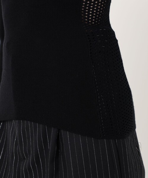 ニット セーター diotima Merino Mesh Stripe メッシュコンビ タートルネックニット レディースの画像