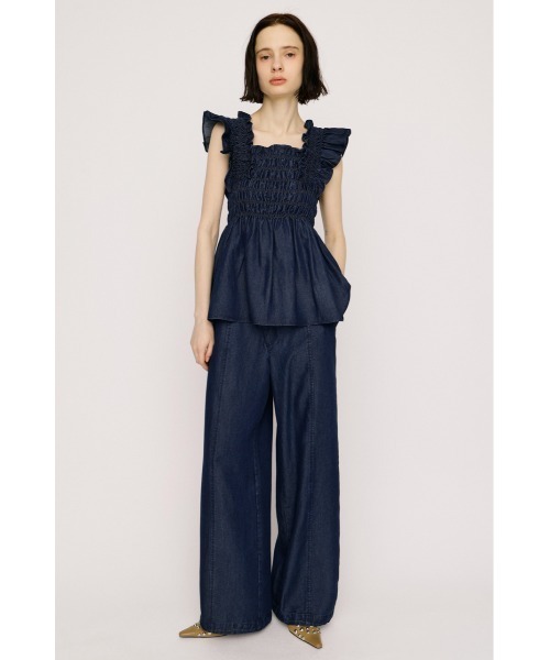 SLY（スライ） ブラウス シャツ DENIM ARM FRILL TOPS デニムアーム
