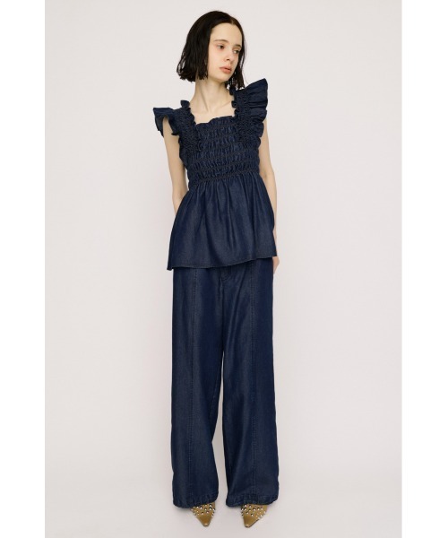 SLY（スライ） ブラウス シャツ DENIM ARM FRILL TOPS デニムアーム