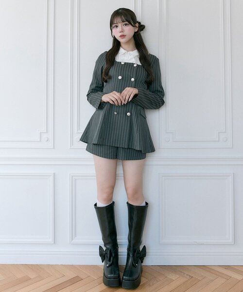 「OLIVE des OLIVE」 「Belle Charme」ノーカラージャケット FREE チャコールグレー レディース_画像4