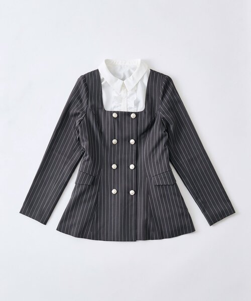「OLIVE des OLIVE」 「Belle Charme」ノーカラージャケット FREE チャコールグレー レディース_画像6
