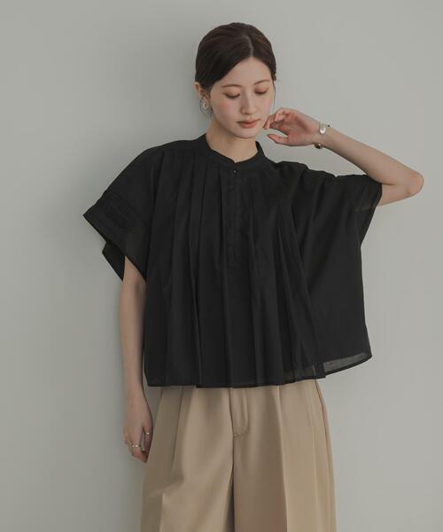 URBAN RESEARCH ハーフスリーブタックショートシャツ 黒 URBAN RESEARCH（アーバンリサーチ） ブラウス シャツ 半袖 ハーフ