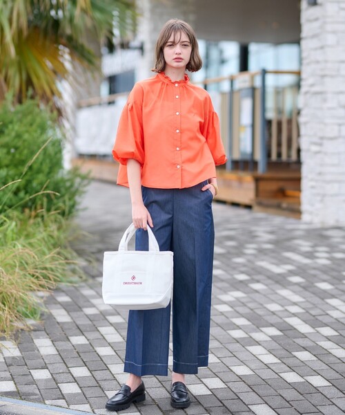 「DRESSTERIOR」 7分袖ブラウス 38 ネイビー レディース_画像3