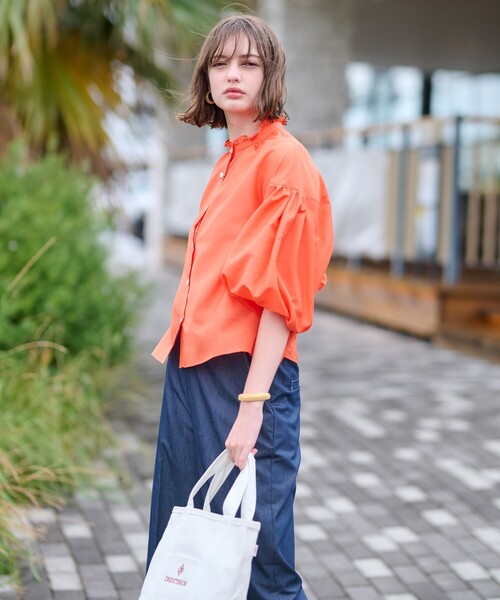 「DRESSTERIOR」 7分袖ブラウス 38 ネイビー レディース_画像7