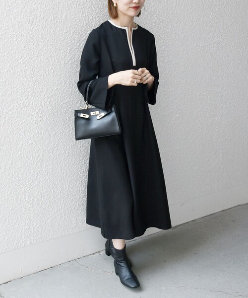 SHIPS any 「SHIPS any」 長袖ワンピース ONE SIZE ブラック 