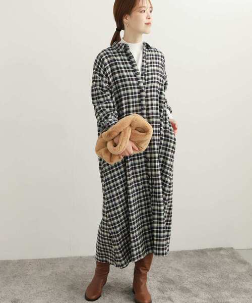 2点専用URBAN RESEARCH DOORS チェックシャツワンピース URBAN RESEARCH DOORS（アーバンリサーチドアーズ） ワンピース ネル