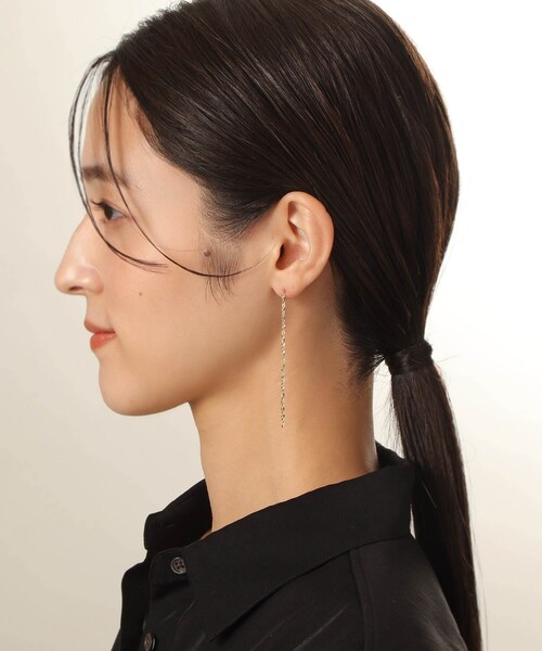 COCOSHNIK（ココシュニック） ピアス K10モザイクチェーン スタッド