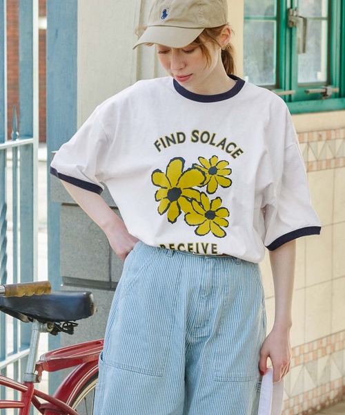 45R ワイルドフラワーのプリントTシャツ 45R（フォーティファイブアール）の「ワイルドフラワーのプリントT