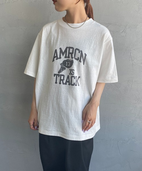 Americana (アメリカーナ) ② 22070521003810 オーバーサイズカレッジTシャツ レディース グレー FREE AMERICANA（アメリカーナ） tシャツ Tシャツ カレッジロゴプリント
