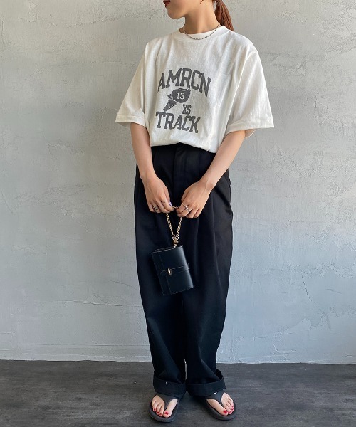 Americana カレッジTシャツ◆ブラック AMERICANA（アメリカーナ） tシャツ Tシャツ カレッジロゴプリント