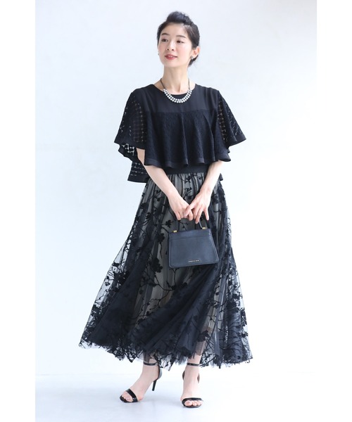 ジャンティ製　黒にグレーのフリル❣️品良く優雅❣️ shiny frill dress（ドレス）｜My shawty（マイシャウティー）の