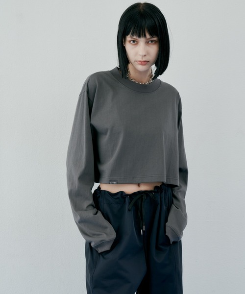 AIVER tシャツ AIVER 16/-ウォッシュ天竺クロップドロンTEE