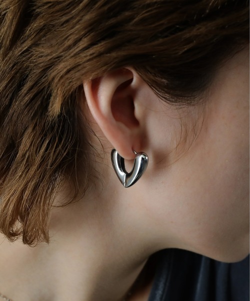 ORLEAN ピアス 金属アレルギー対応 ボリュームハートモチーフピアス 