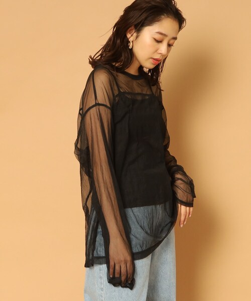 ブラウス シャツ provoke（プロヴォーク）チュールシアー L／S