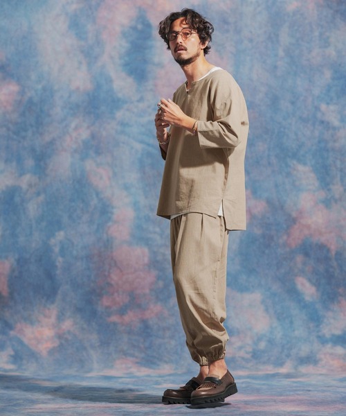 Jih Nunc tシャツ mlt4631- コットンリネンキーネック7分袖プル