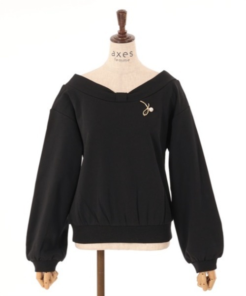 axes femme tシャツ Tシャツ ブローチ付2WAYトレーナー レディース 