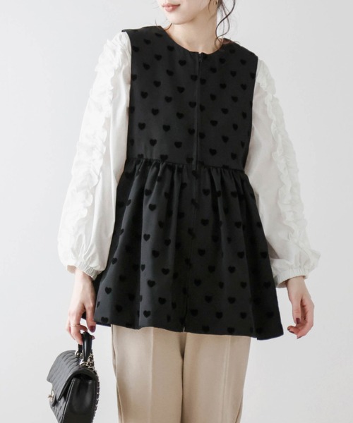ベスト ジレ 夏 フロッキードットペプラムジレ レディース : ZOZOTOWN