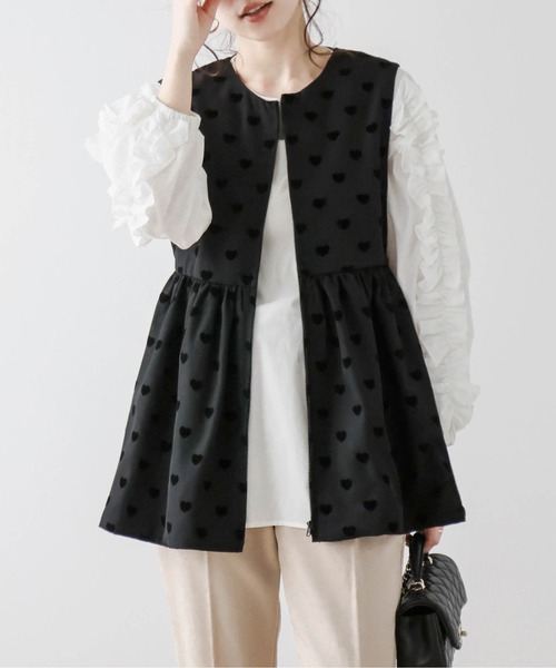 ベスト ジレ 夏 フロッキードットペプラムジレ レディース : ZOZOTOWN