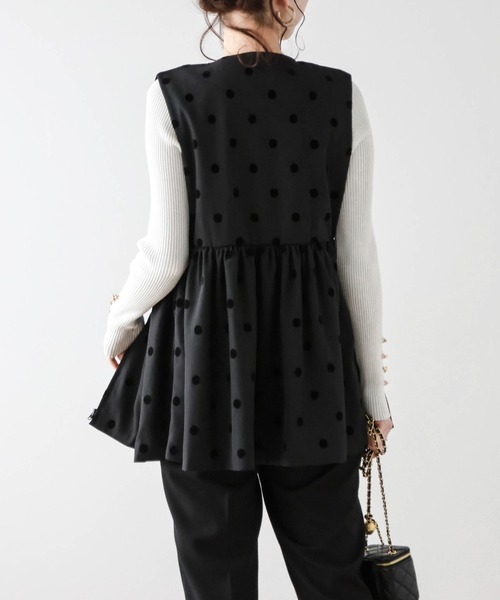 ベスト ジレ フロッキードットペプラムジレ レディース : ZOZOTOWN