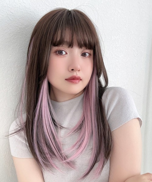部分 ウィッグ ミディアム  セミロング￼ヘアピース 前髪ノー カットストレート ウィッグ エクステ 「 前髪付きトップヘアピースミディアム