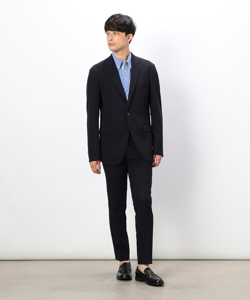 COMME CA ISM (M)牛革 ツイード ステンカラー ニット ジャケット COMME CA ISM カジュアルスーツ 「セットアップ対応
